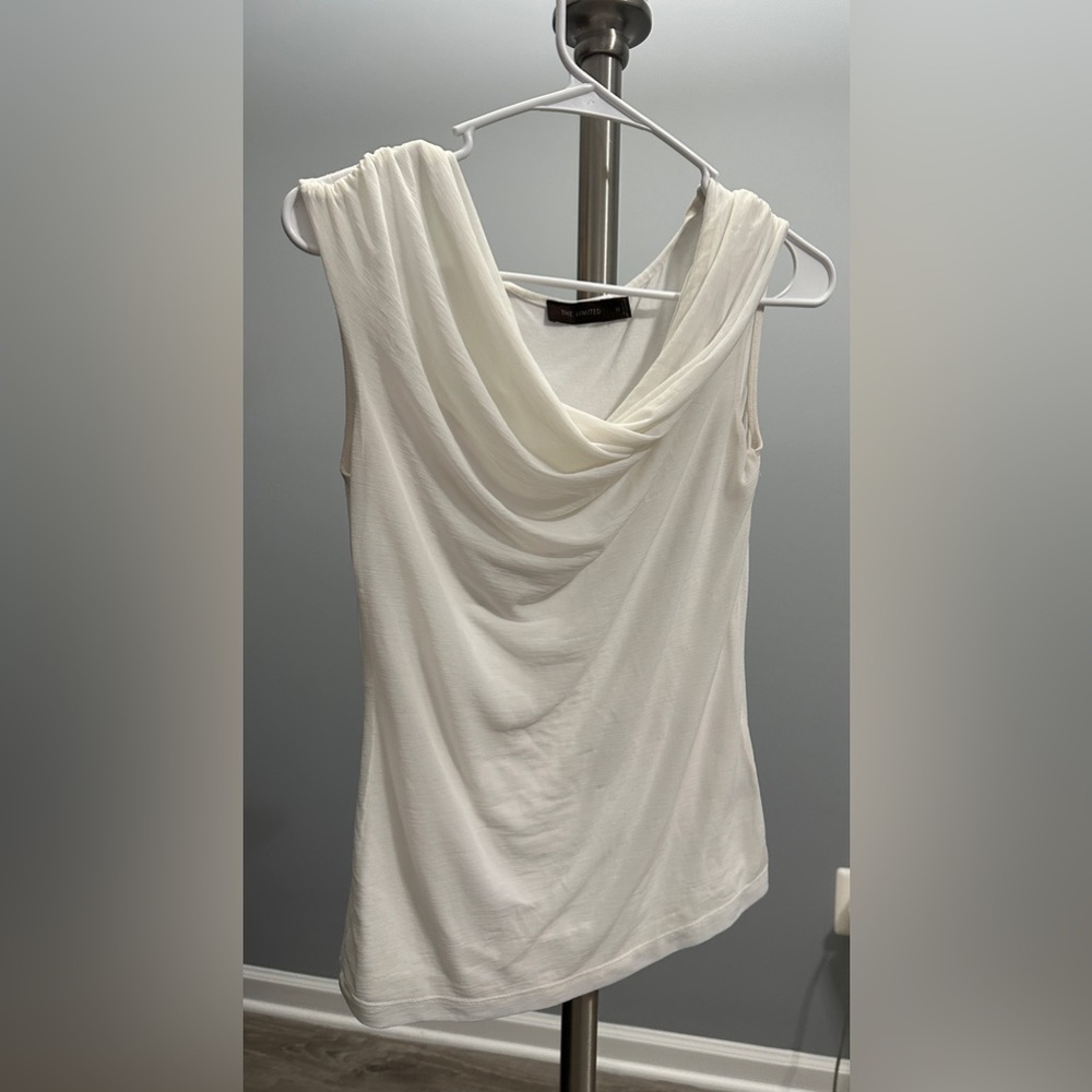 The Limited Sleeveless XS Cowl Neck Blouse White Top